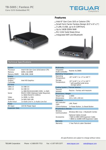 TB-5085 Fanless PC