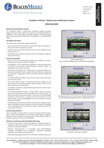 Total Alert Infinity Techincal Data Sheet