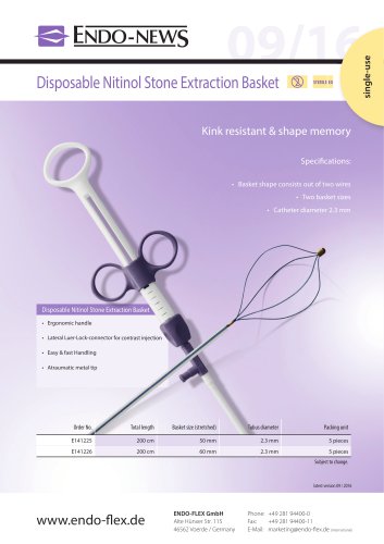 Disposable Nitinol Stone Extraction Basket