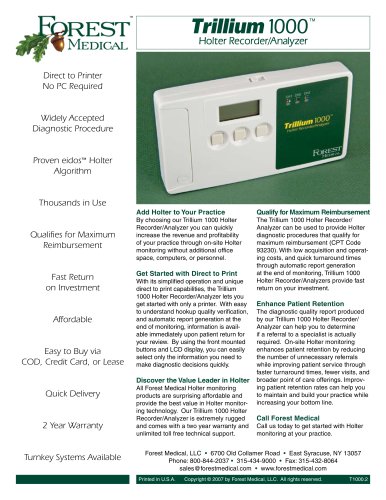 Trillium 1000 Holter Recorder/Analyzer