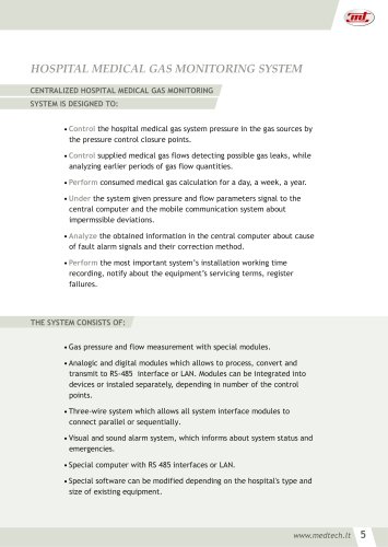 HOSPITAL MEDICAL GAS MONITORING SYSTEM