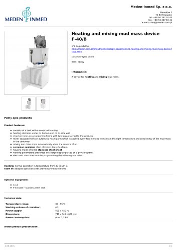 Heating and mixing mud mass device F-40/B