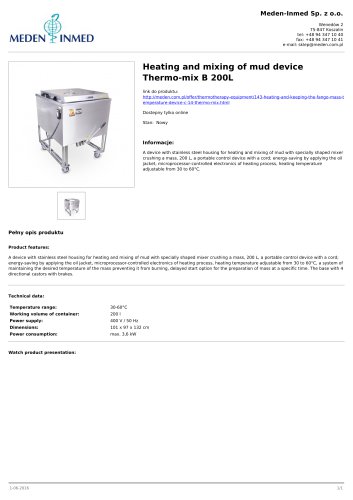 Heating and mixing of mud device Thermo-mix B 200L