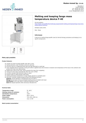 Melting and keeping fango mass temperature device F-40