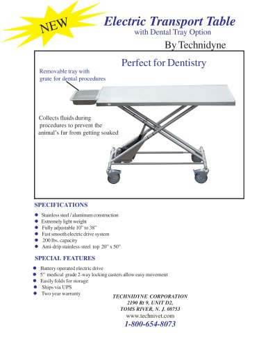 Electric Transport Table With Dental Tray