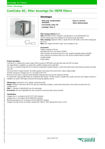 CamCube AC, filter housings for HEPA filters