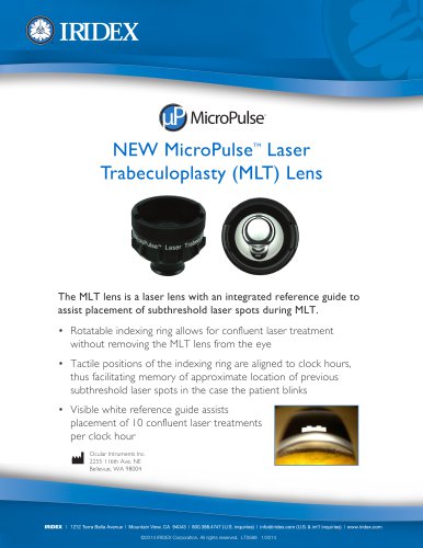 NEW MicroPulseTM Laser Trabeculoplasty (MLT) Lens