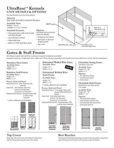 UltraBase? Kennels UNIT DETAILS & OPTIONS