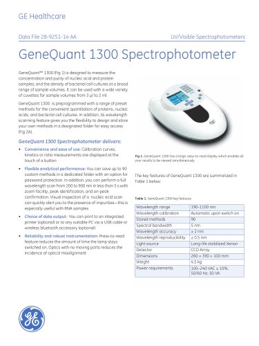 GeneQuant 1300 Spectrophotometer
