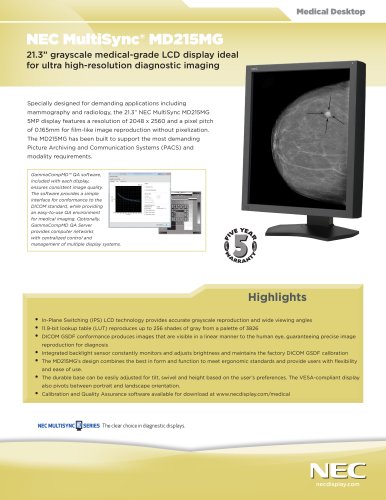 MD215MG Specification Brochure