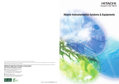 Hitachi Instrumentation Systems & Equipments