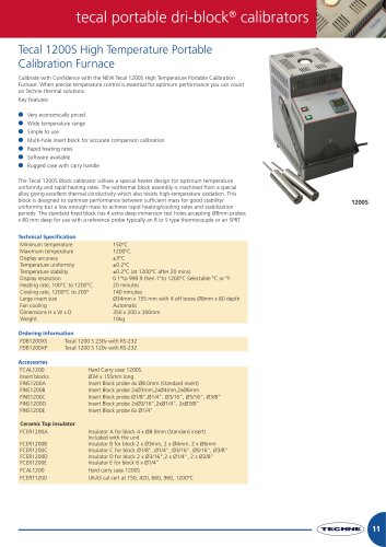 Tecal 1200S High Temperature Portable Calibration Furnace