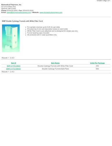 BMP Double Cytology Funnels with White Filter Card