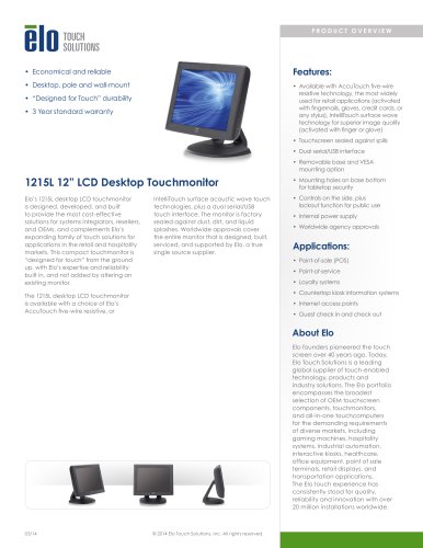 1215L 12-inch Desktop Touchmonitor