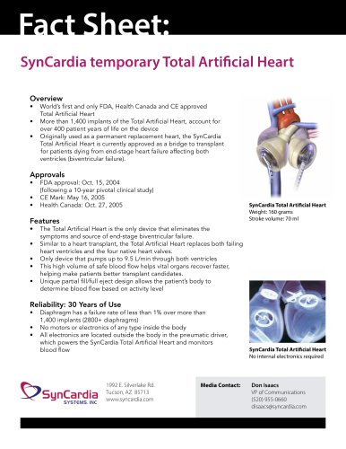 SynCardia temporary Total Artificial Heart