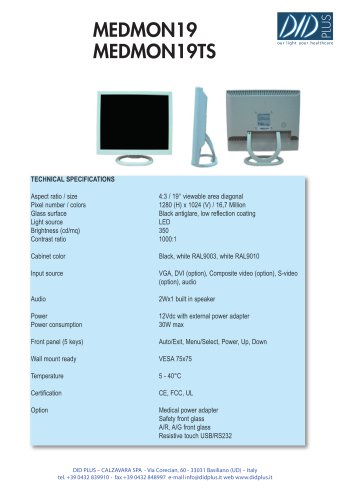 Moniteur médicaux:Medical Monitor 1280x1024 (19