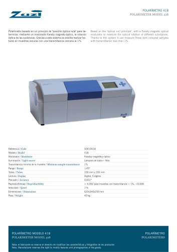 Automatic Digital Polarimeter Model 418