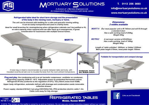 REFRIGERATEDTABLESModel Range MSRT