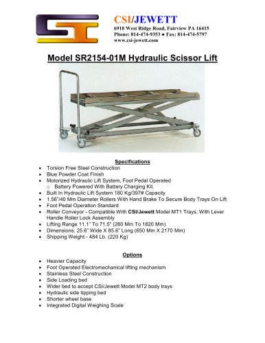 Model SR2154-01M Hydraulic Scissor Lift