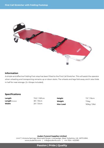 First Call Stretcher with Folding Footstop