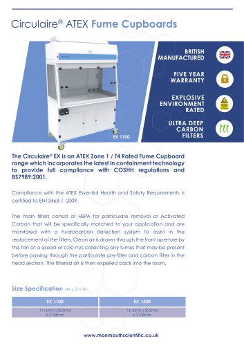 Monmouth Scientific | Circulaire ATEX Fume Cupboards