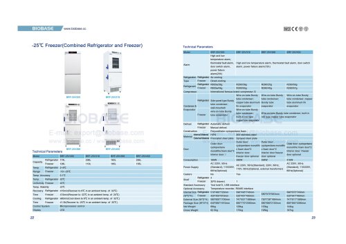 22-23  -25℃ Freezer(Combined Refrigerator and Freezer)