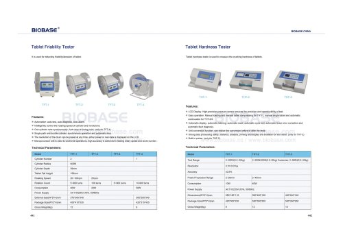 441-442 Tablet Friability Tester & Tablet Hardness Tester
