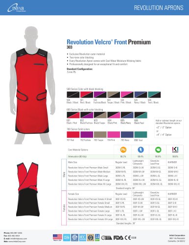 Revolution Velcro Front Protection Lead Apron (303) Datasheet