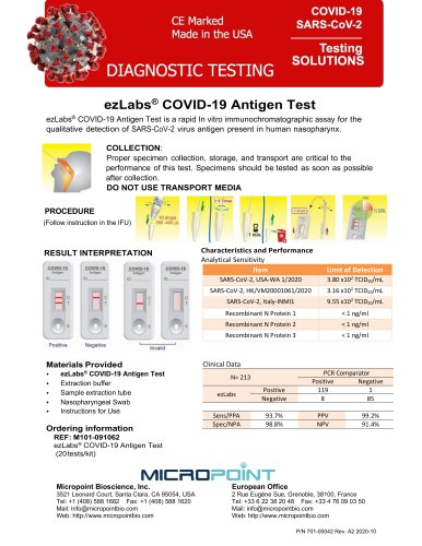 ezLabs® COVID-19 Antigen Test