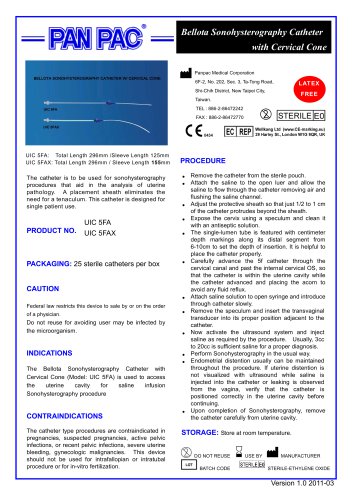 HSG Catheter Set-Bellota Sonohysterography Catheter UIC 5FA & UIC 5FAX