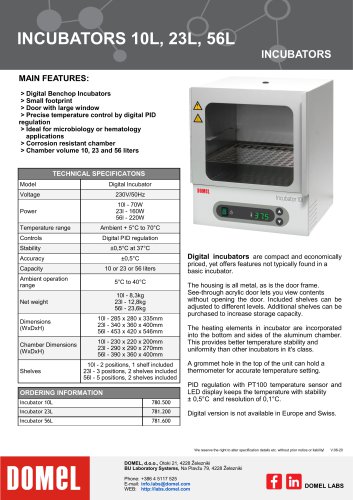 INCUBATORS 10L, 23L, 56L