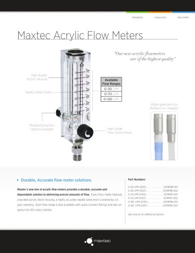 Maxtec Acrylic Flow Meters