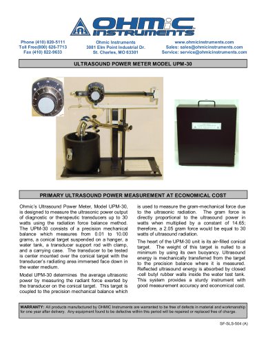 Ultrasound Power Meter - Analog - 150 mW Resolution