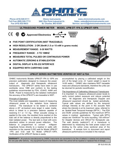 Ultrasound Power Meter - Digital - 2 mW Resolution