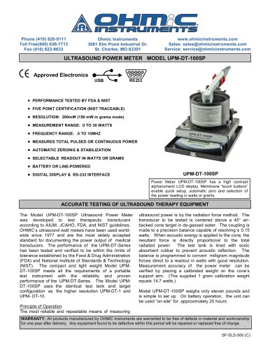 Ultrasound Power Meter - Digital - 200 mW Resolution