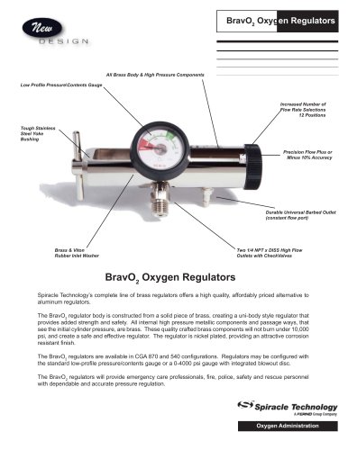 BravO2 Oxygen Regulators