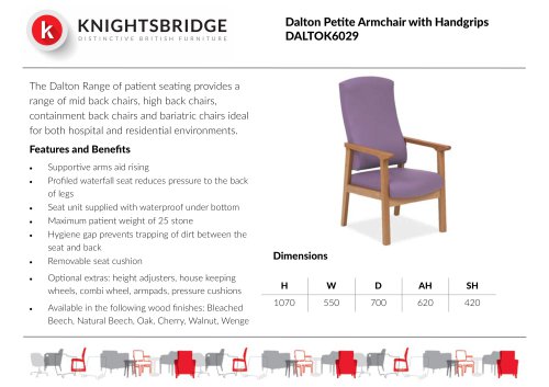 Dalton Petite Armchair with Handgrips DALTOK6029