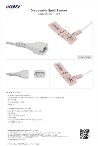 Medke Disposable SpO2 sensor P1008 Compatible with Datascope