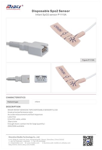 Medke Disposable SpO2 Sensor P1115A Compatible with MASIMO