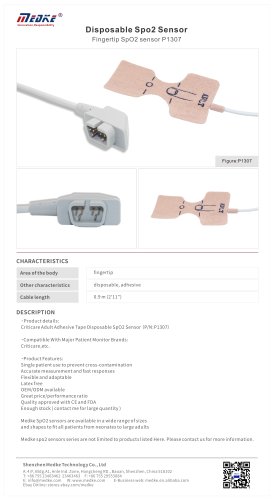 Medke Disposable SpO2 Sensor P1307 Compatible with Criticare