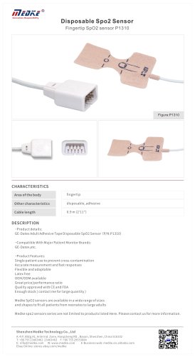 Medke Disposable SpO2 Sensor P1310 Compatible with GE-Datex