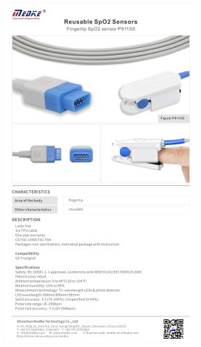 Medke Fingertip SpO2 sensor P9110S Compatible with GE Trusignal