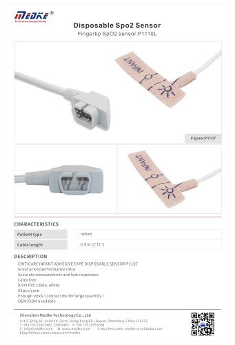 Medke Infant SpO2 Sensor P1107 Compatible with CRITICARE