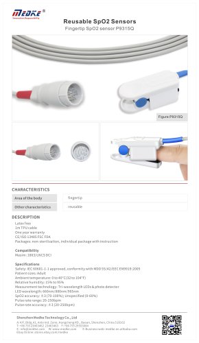 Medke Reusable Fingertip SpO2 sensor P9315Q Compatible with Masimo