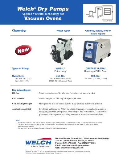 Welch® Dry Pumps (Vacuum Ovens)