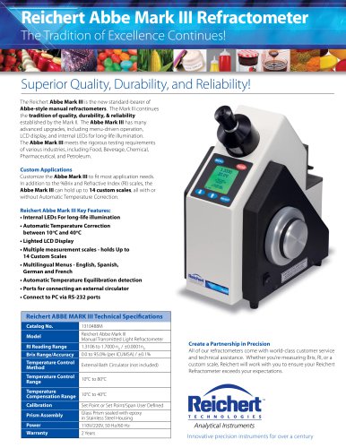 Abbe Mark III Refractometer Brochure