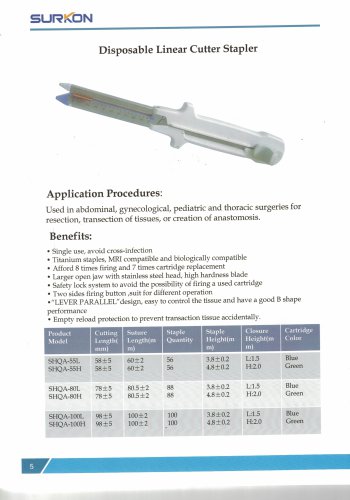 Surkon disposable linear cutter stapler